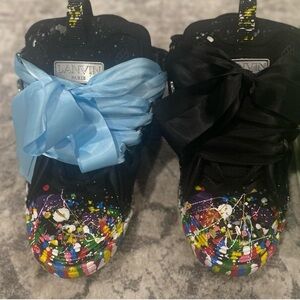 Lanvin Black and Blue Artistic Sneakers